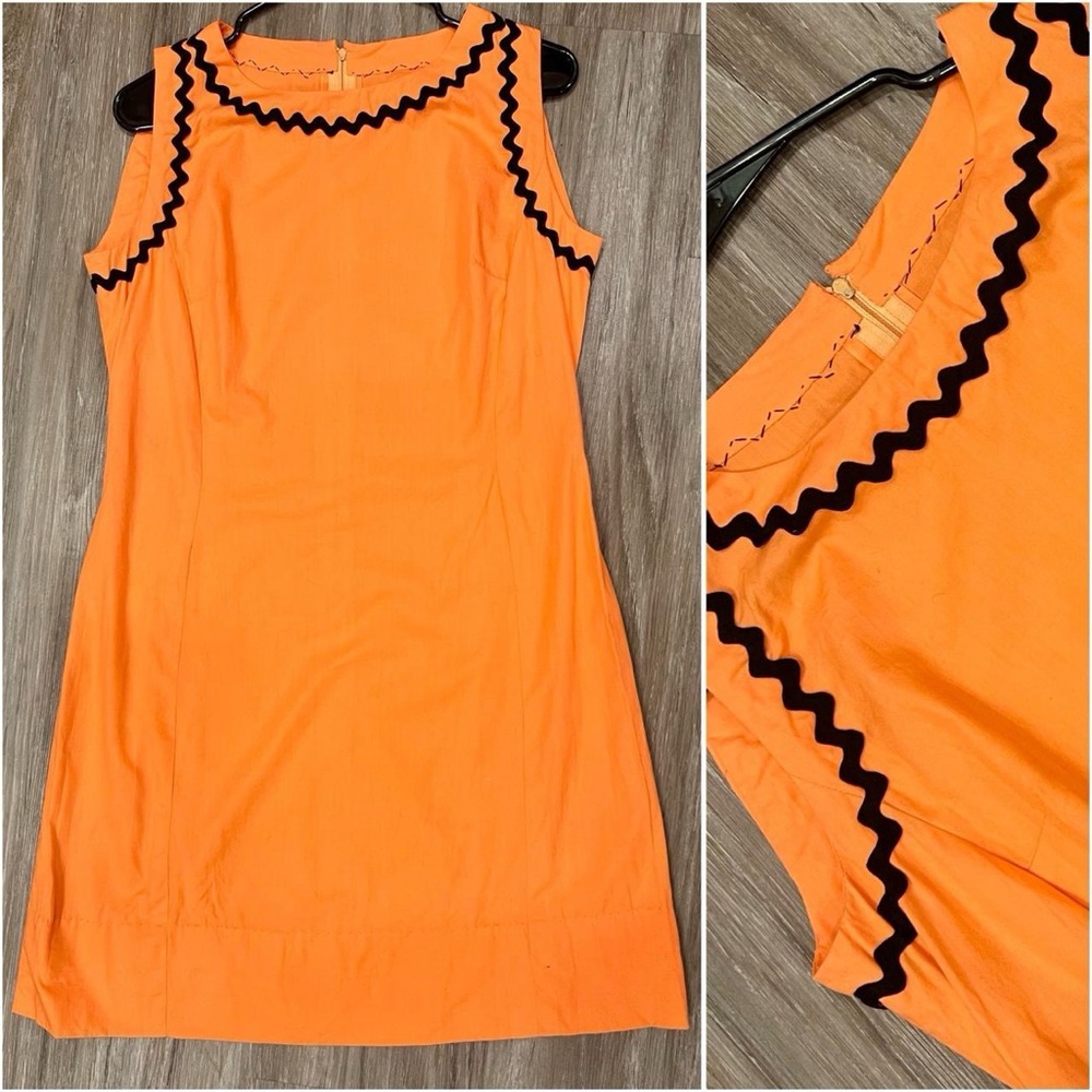 Vintage 1960s / 1970s Pumpkin Orange Shift Dress 60s Mod Gogo Halloween Large